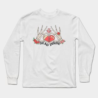 Skeleton with a Broken Heart Valentine's Day Dead Inside Long Sleeve T-Shirt